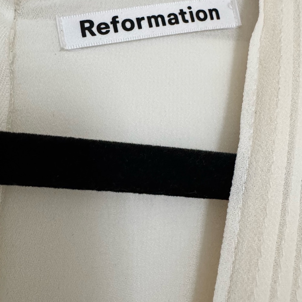 Reformation Ivory Midi Dress with Sheer Puff Sleeves - Picture 4 of 6